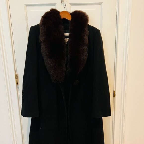 Marvin Richards Penny Lane Coat with Mongolian Lamb Fur Trim, size 10 - Picture 1 of 16